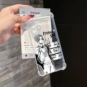 Cool B-Blue L-Lock Anime Phone Case for Samsung Galaxy A56, A26, A36, A55, A35, A06, A16, A05, A14, A24, A34, A54, A15, A25, A23, A33, A53, A73 4G/5G - Shockproof Transparent Soft Back Cover