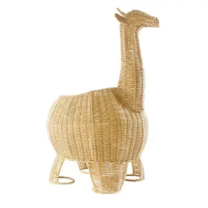 Kaplan Early Learning Giraffe Washable Wicker Floor Basket | Home Decor Organizer | Animal-Shaped Rattan Woven Storage Bin