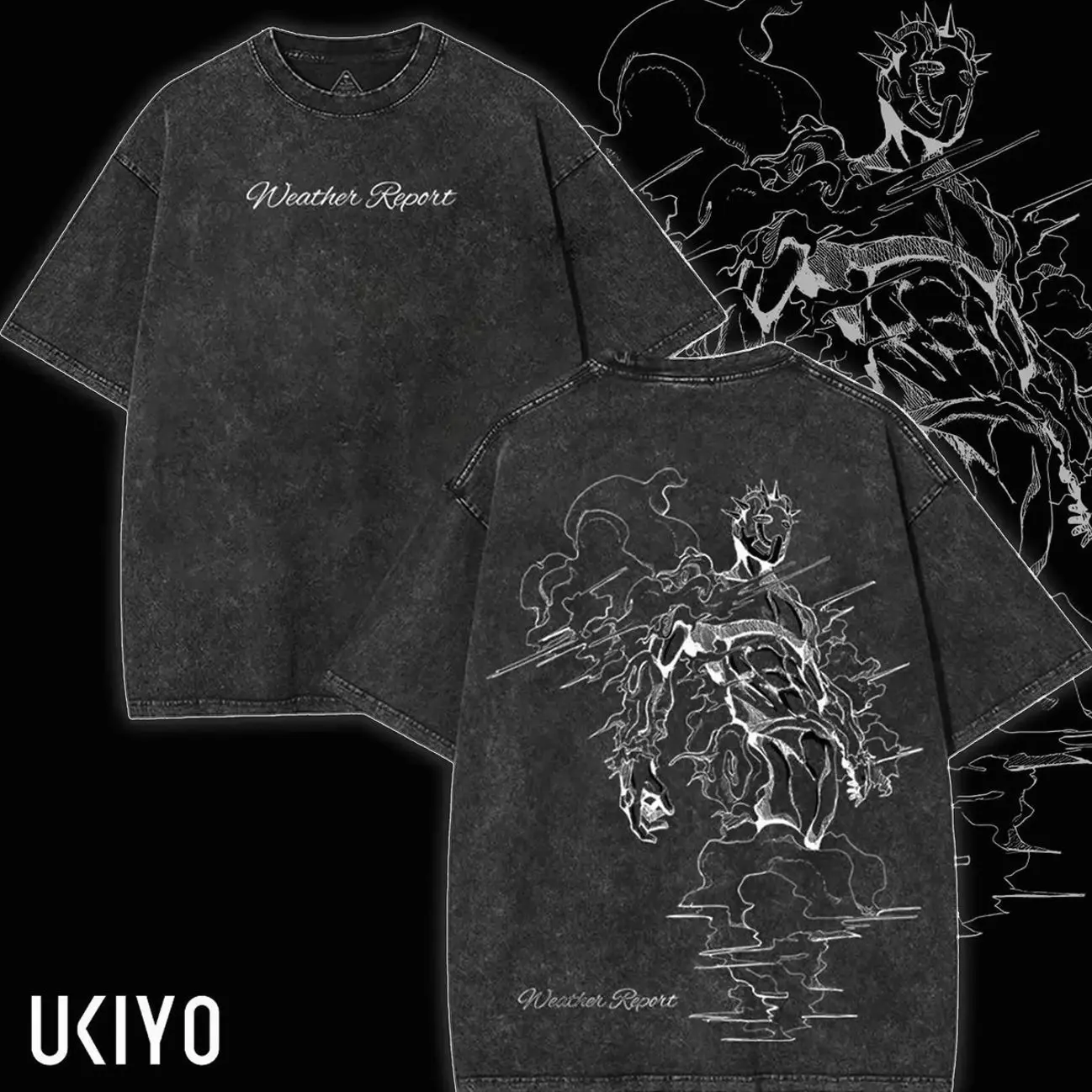 JoJo's Bizarre Adventure Weather Report Graphic Tee, Anime Streetwear, Retro Stand Power Shirt, Manga T-Shirt outkast shirt graphic tee Cotton Fabric PWB