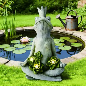 20-Inch Resin Yoga Frog Garden Statue - Eco-Friendly Solar Lights with Yoga Pose, Sustainable Home Decor for Courtyard, Graduation Gifts