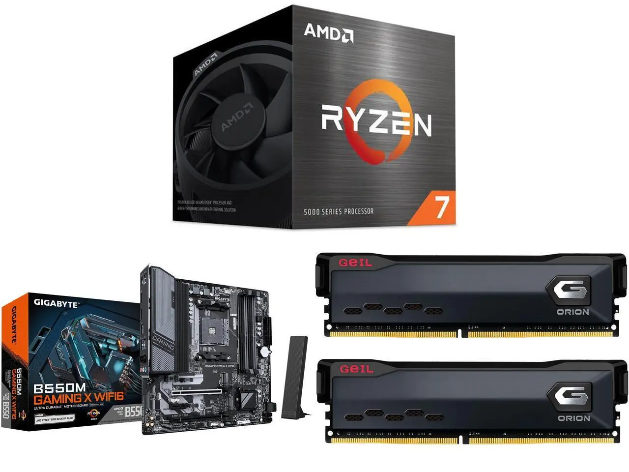AMD Ryzen 7 5700 - Ryzen 7 5000 Series 8-Core 3.7 GHz Socket AM4 65W None Integrated Graphics Desktop CPU Processor - 100-100000743SBX GIGABYTE B550M GAMING X WIFI6 AM4 Micro ATX Motherboard GeIL ORION 32GB (2 x 16GB) DDR4 3200 (PC4 25600)
