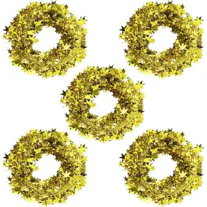 5 Rolls 130 Ft Gold Tinsel Stars Brace Star Tinsel Wire Garland for Home Wedding Birtahday Party Decorations