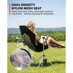 KingCamp Hammock Chair with Footrest – Heavy Duty Swinging Rocking Camping Chairs for Adults up to 400lbs, Folding Portable Oversized Rocker with Cup Holder & Pillow for Outdoor Beach Lawn RV Sports