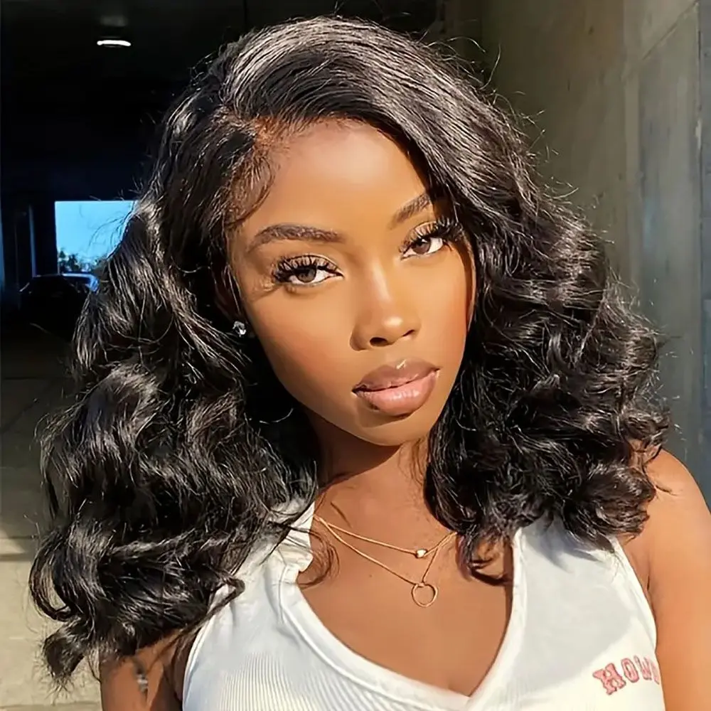 AliPearl Glueless Human Hair 5x7 Lace Closure Wig, Short Body Wave Bob, Pre-Cut Lace, Natural Black, Natural Hairline, Heat Resistant, Ready to Wear, Heat Resistant Wig, Human Hair Weave