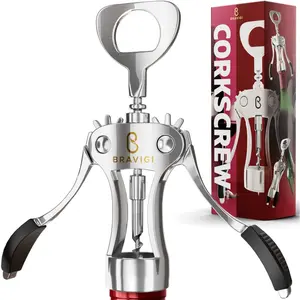 Premium Wine Opener, Wing Corkscrew - Made w/Heavy Duty Stainless Steel Screw & Zinc Alloy Body - Perfect Corkscrew to Open Wine & Beer Bottles - Great Bootle Opener Bartenders, Restaurants & Home