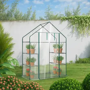 Ubesgoo 56x29x77 in Mini Walk-in Greenhouse with 4 Sturdy Shelves, Cold Frame Grow Tent to Protect Plants from Frost & Extend Growing Season, Roll-Up Zipper Door for Indoor/Outdoor Use