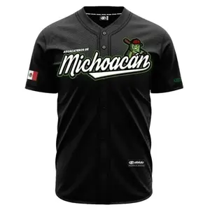 (BLACK) AGUACATEROS DE MICHOACÁN Baseball Jersey, Mexico Jersey for Men Women Youth And Kids, Mexico Baseball Shirt, Hiphop Jersey, All-Over Print Baseball Jersey