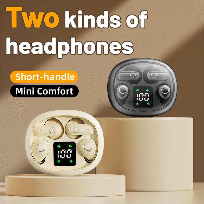 4-in-1 wireless earphones with LED display, stereo sound system, long battery life, transparent shell, couple's game gift, electronic earphones Earbud Wireless In-Ear Bluetooth Earphones