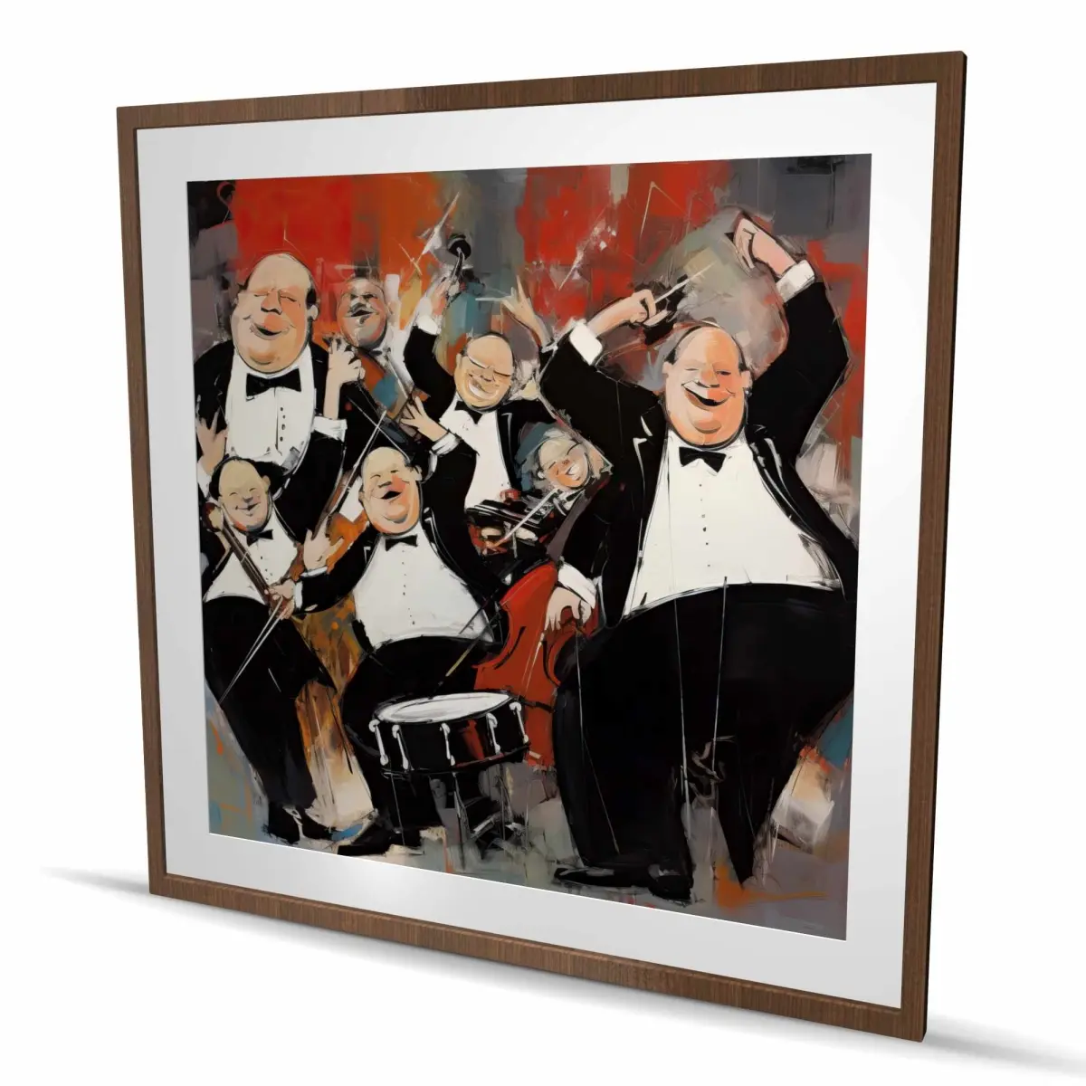 Begin Home Decor C1FM4848MS9LD2 48 x 48 in. Lively Dance - White Framed Matted Print Wall Art for Home Decor