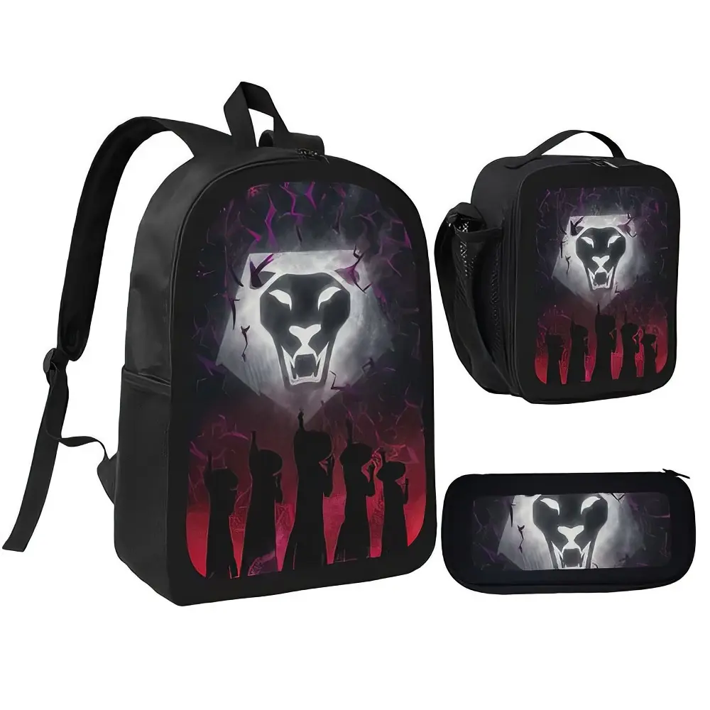 School Backpack Set with Panther Design - Includes Backpack, Lunchbox, and Pencil Case - Perfect for Students