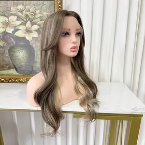 Lovestory Hair Emma Synthetic Lace Front Wig Highlight Blonde Color Heat Resistant Lace Front Wigs for Women Long Wavy Style