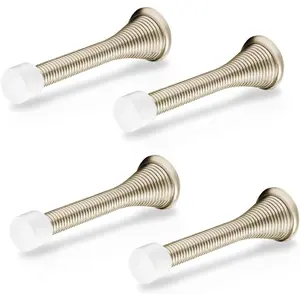 Door Stoppers for Wall - Spring Door Stopper with Rubber Tip - 3-1/4" - Pack of 4 - Doorstop - Ideal for , Offices, Schools