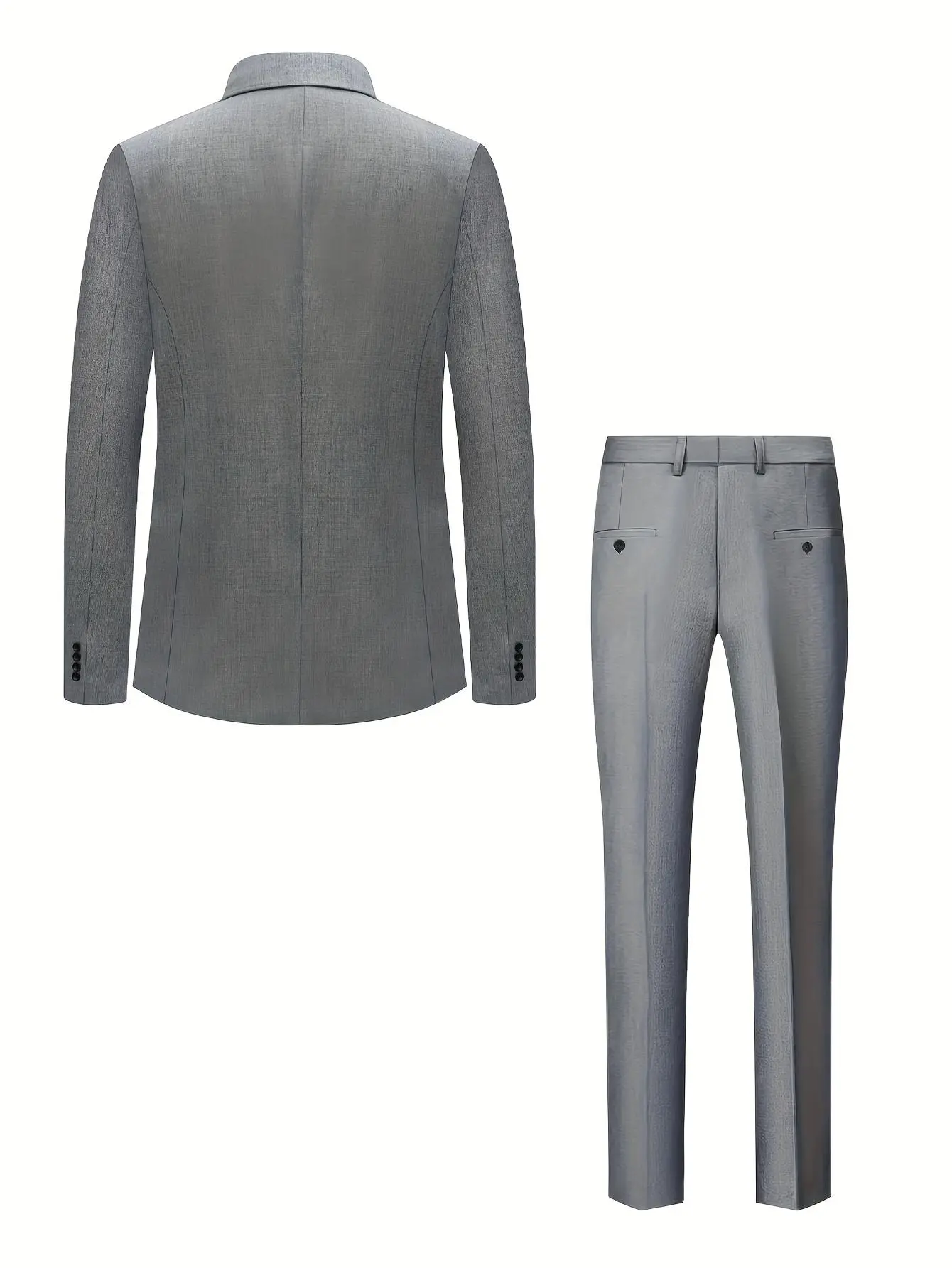 Men's Eastern-Classic 2-Piece Blazer Suit - Mandarin Collared Neck Longsleeves Blazer, Tapered Trousers, Modern Neo-Tailoring Plain Beige/Olive, Business Wear for Urban Gentlemen, Dry Clean Care, Polyester Blend