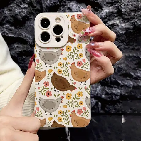 Cute Chicken Print Smartphone Case - Durable Shockproof TPU Protective Cover for Handheld Devices, Anti-Fall Lightweight Casing with Protection, Compatible with iPhone 11/12/13/14/15/16 Series Cellphone Accessory