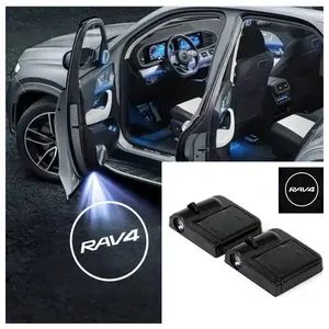 Toyota RAV4 Logo Car Door Projector Lights 4 Pack, For RAV4 All Trims, Peel-and-Stick Non-Destructive Waterproof LED Courtesy Lights, Car Lighting Accessories