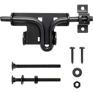 Slide Bolt Latch, 6.5 Inch Black Sliding Gate Lock for Wooden Fences, Shed Doors & Barn, Outdoor Metal Bolt Lock with Handle, Easy Install Latch