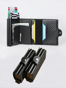 2026 Men's Carbon Fiber Card Holder with Rfid Protection, Large Capacity Dual Aluminum Box Wallet, Perfect Valentine's Gift for Boyfriend