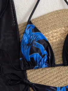 Leopard Print Swimsuit Set with Mesh Skirt, Sexy Slim-Fitting Swimwear, Trendy Leopard Pattern, Perfect for Beach & Pool