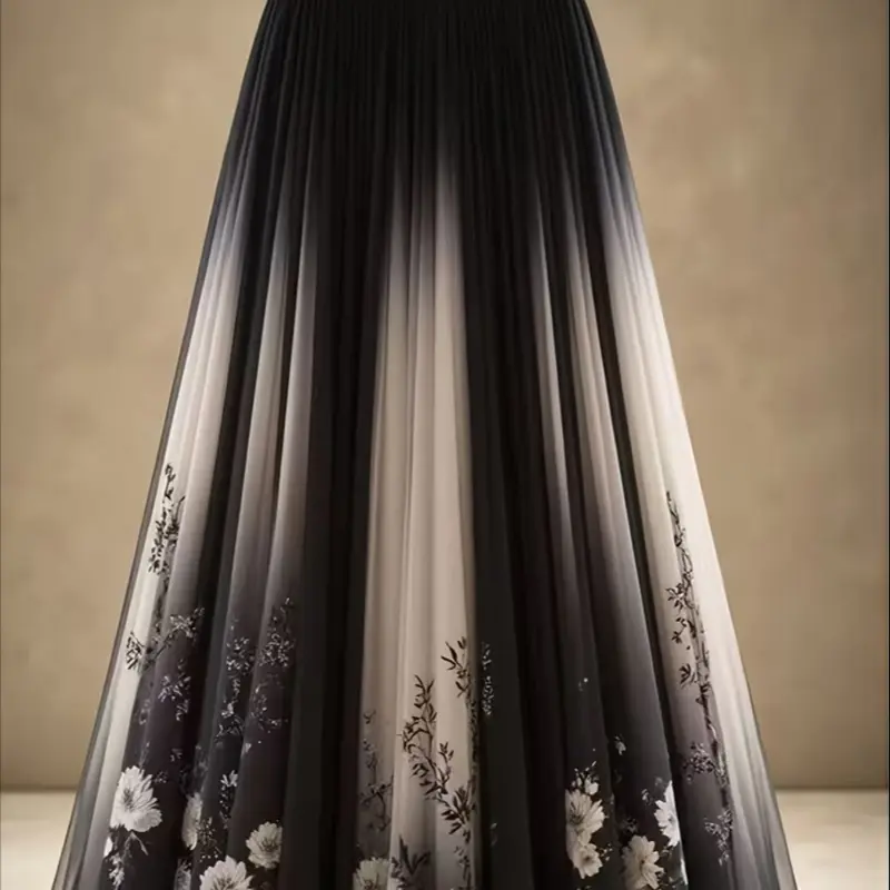 Elegant Rose Print Mesh Half Body Fitted Maxi Skirt, Long Floral Pattern Dress, Women's Fashion Clothing, Floral Printed Skirt, Floral Skirts, Perfect for Parties & Special Occasions, Womenswear, Bottoms