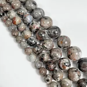 Natural Yooperlite Gemstone Smooth Round Loose Beads For DIY Jewelry Making Desig Handmade Crafts Bracelet, Necklace, Earrings AAA Quality 15.5 Inches Long, Semi Precious Stone, Spacer beads