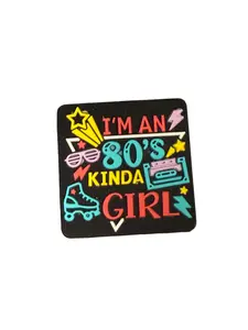 F/Q26- (1)PC 1.1" I'm an 80's Kinda Girl W/Sunglasses/Roller skate/Tape Focal Bead for DIY Keychains, Wristlets, Cup Charms, Car Charms ETC