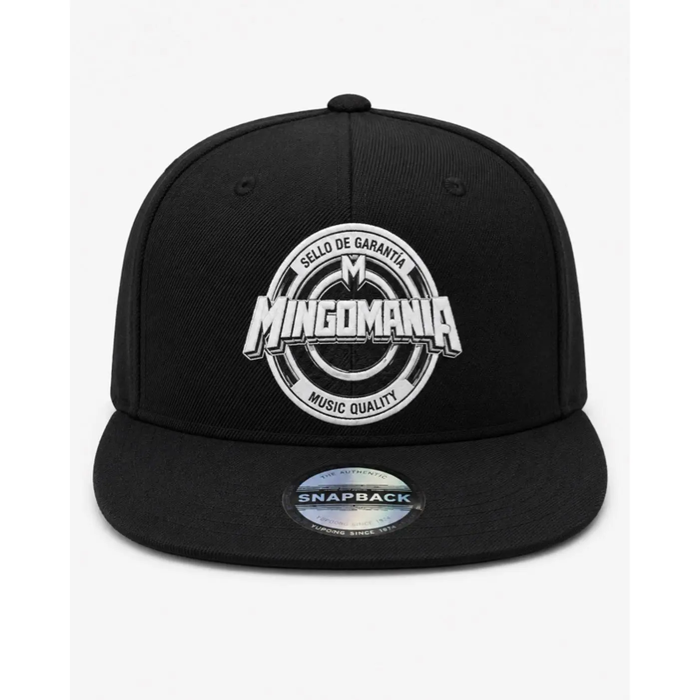 Mingomania Snapback Hat - Black with Music Quality Logo - Sello de Garantia Design - Perfect for Music Enthusiasts