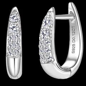 Full VVS1 Moissanite With GRA Certification 925 Sterling Silver Huggies Earrings