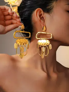 Vintage Metal Geometric Drop Earrings, Boho Style Jewelry for Party, Daily Clothing Decor, Trendy All-match & Exquisite Jewelry for Birthday Gift, High Quality Earrings