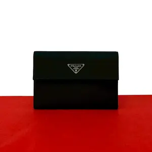 Pre-owned PRADA Nylon Small Leather Goods Tessuto Leather Trifold Wallet