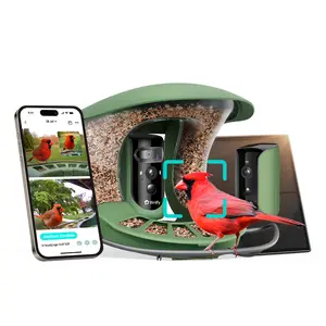 Birdfy 2 Smart Bird Feeder with Camera, AI Identifies Bird Species, 2K Dual-Lens + Side HD Camera for Live Streaming & Feeding View, Solar-Powered Backyard Birdwatching Gift Present