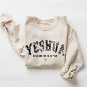Vintage Yeshua Sweatshirt, Christian Yeshua Sweatshirt, Religious Sweatshirt, Aesthetic Faith Clothing, Jesus Apparel, Bible Verse Sweater, Cotton Round Neck Tee, Full Sizes, Full Colors, Womenswear
