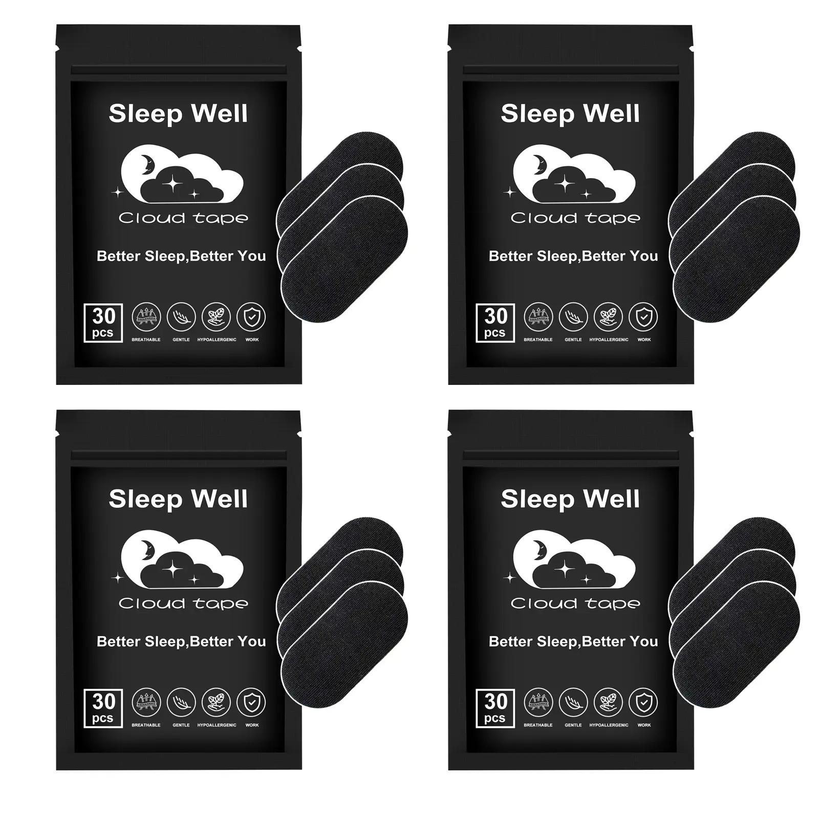 Mouth Tape 120/60/30 Strips 4/2/1-Month Supply Hypoallergenic Adhesive Gentle Ultra Breathable Stop Snoring Sleep Tape Sports Accessory Black and Pink