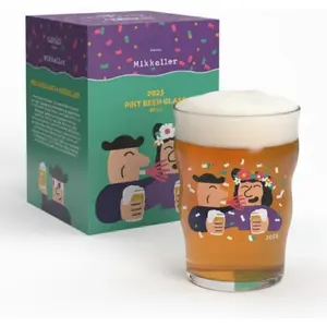 x Mikkeller 2025 Annual Pint  Glass | Machine-Blown Glass | 13.6 oz |  Box Included