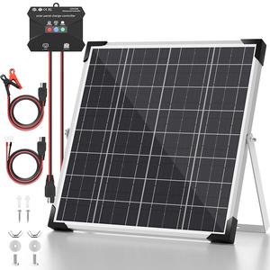 Solar Panel Kit 20W 12V, Solar Battery Trickle Charger Maintainer, Waterproof Solar Panel + Upgrade Charge Controller + Adjustable Mount Bracket for Boat RV Motorcycle Marine