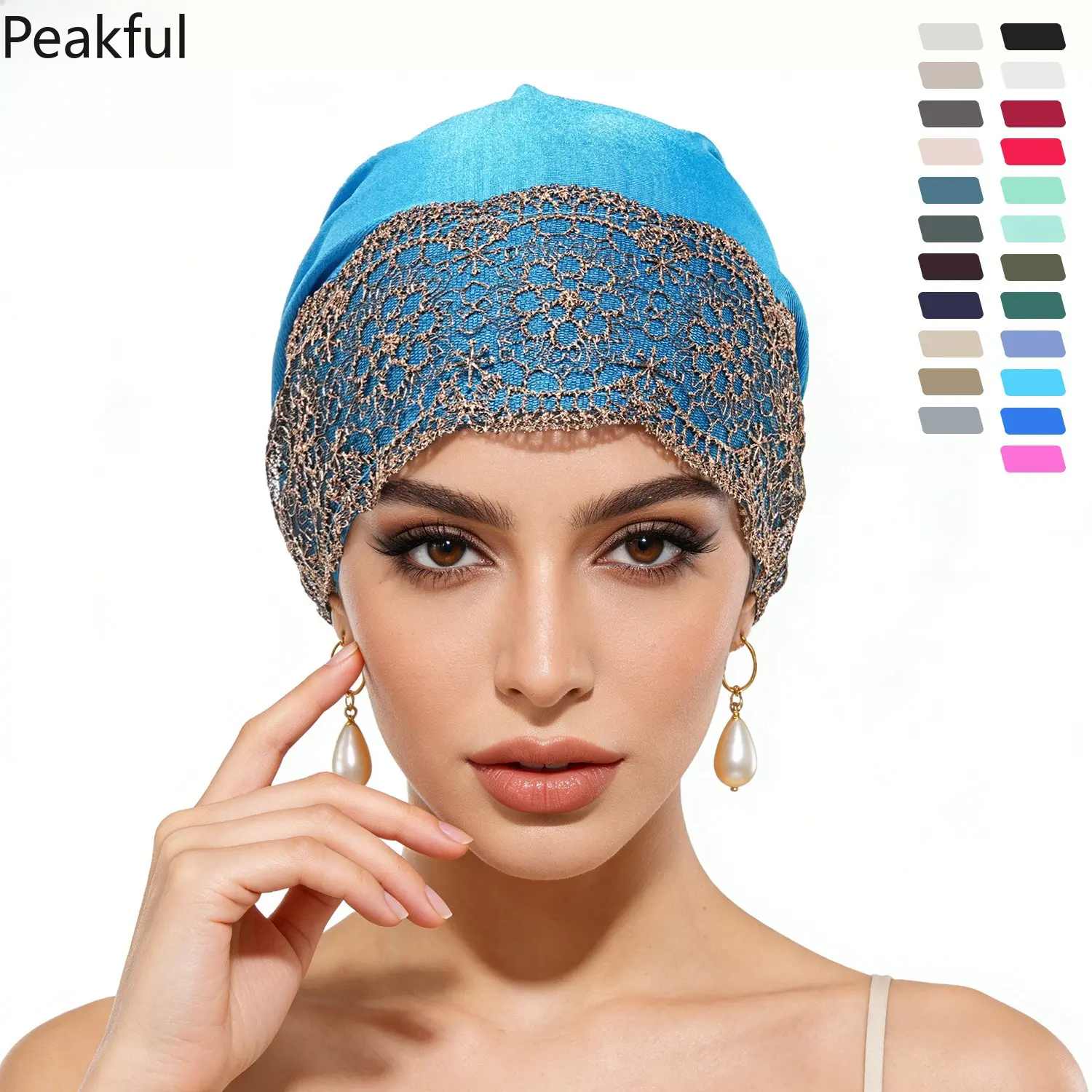 Viral Lace Edge Turban Hat, Fashion Soft Stretch Head Wrap for Ladies, Floral Lace Hair Cover Cap, lightweight & non-slip design, ideal for chemo patients, home relaxation, and modest fashion looks
