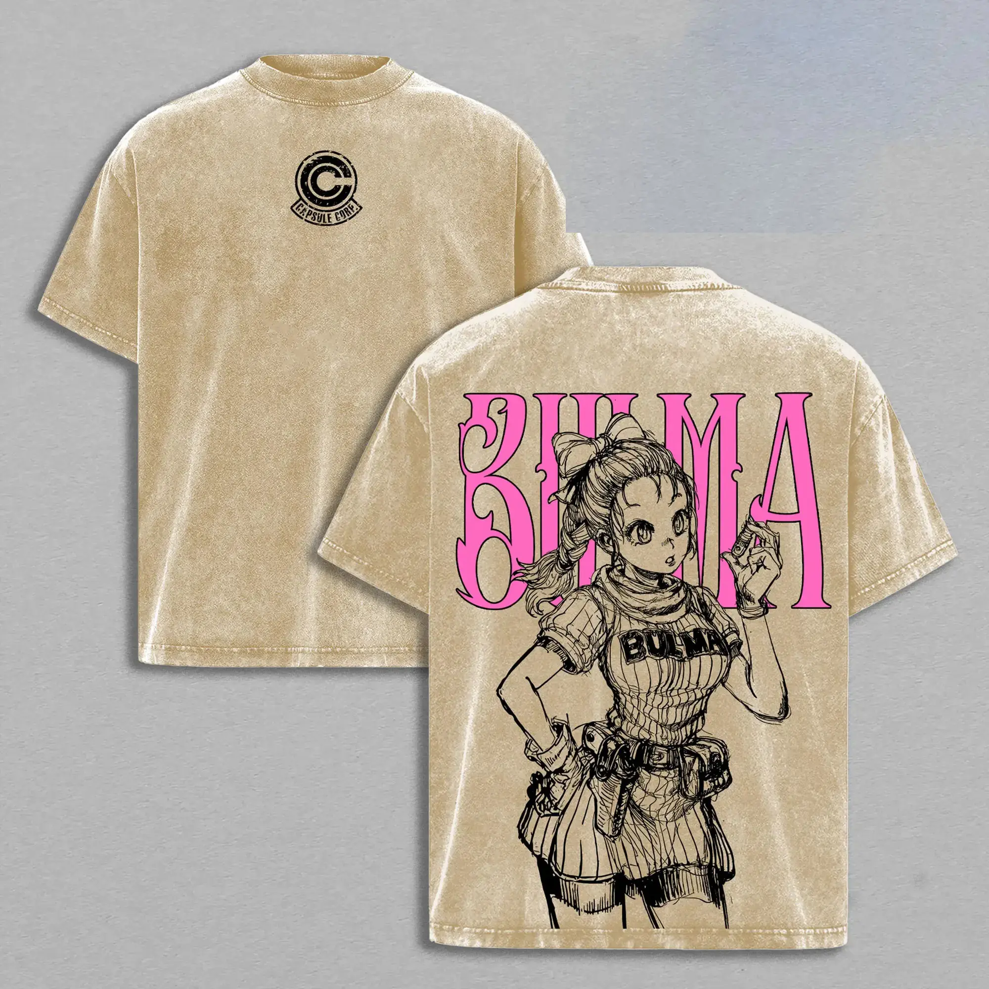 Vintage Bulma DBZ Washed Graphic Tee - Anime Manga Blue Hair Genius Double Printed Heavy Cotton Oversized Streetwear T-Shirt | Unisex Retro Anime Lover Clothing Gift