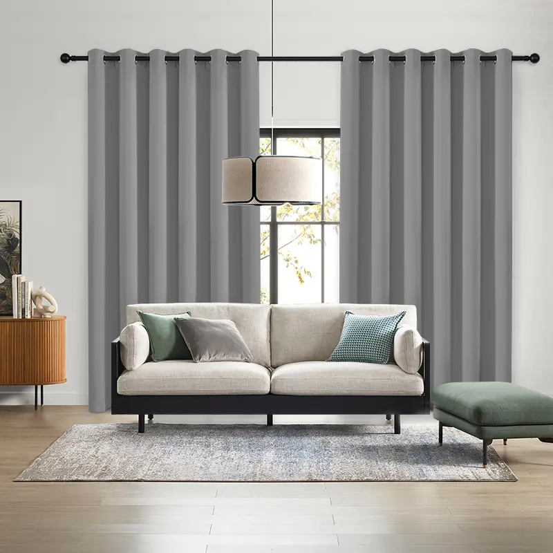 2-piece set of solid color blackout curtains, with perforated top grommets for hanging, made of 100% polyester, fully blackout, heat-insulating and noise reducing, UV resistant, easy to maintain, suitable for living rooms, holiday gatherings