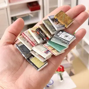 Miniature Simulated Artificial Fixed Mini English Books, 1:12 Dollhouse Accessories, DIY Furniture Models, Decorations, New Year Gift