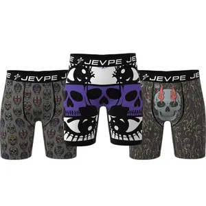 JEVPE 3Pieces Men's Boxer Briefs  Assorted Graffiti Camo Print Breathable Moisture-Wicking Anti-Slip No-Roll-Up Design for Office Home Sports Fitness
