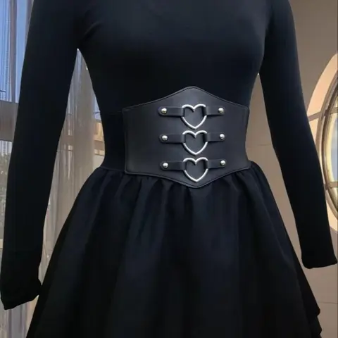 Mother's Day Gift Women's Heart Decor Pu Leather Belt, Fashionable Elastic Waistband for Jeans & Short Skirt, Trendy All-match & Exquisite Design Belt for Birthday Gift, New Punk Style Belt, Fashion Belts