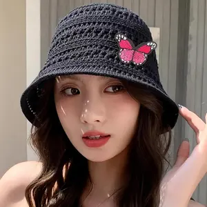Butterfly-Patterned Openwork Bucket Hat - Adjustable, Stylish Summer Versatile Fashion Accessory Hat, Adjustable Stylish Hat