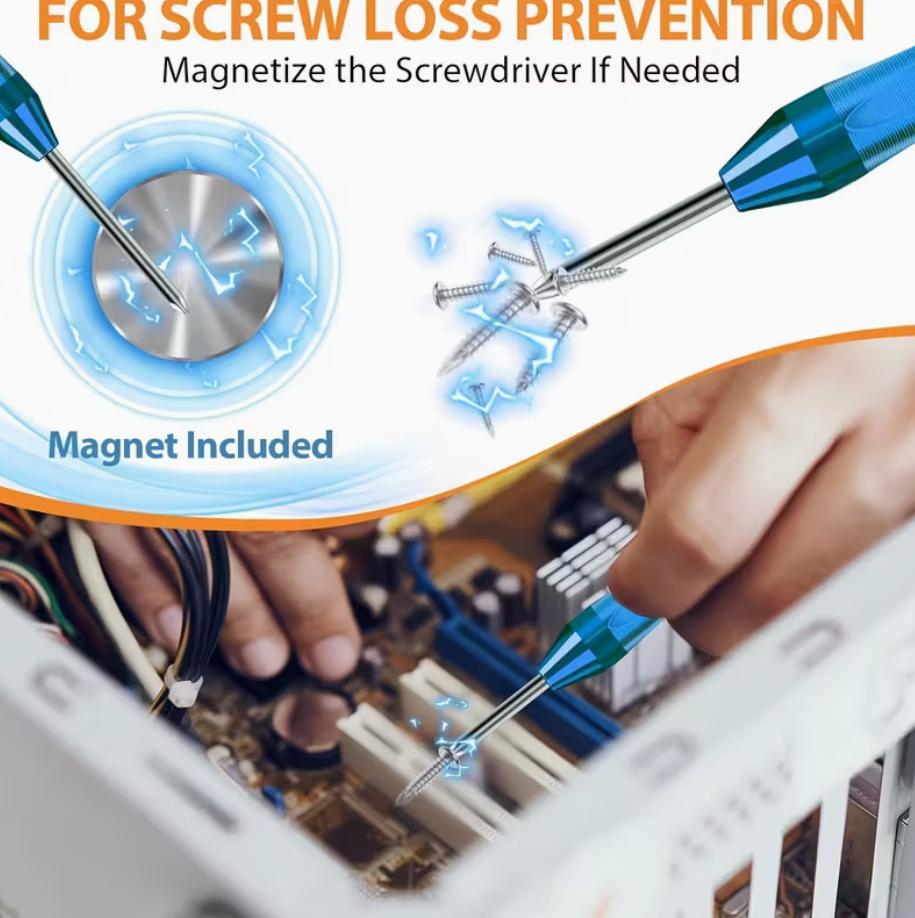 6PC Magnetic Small Screwdriver Set – Precision Mini Flathead & Phillips Screwdrivers for Eyeglasses, Watches, Electronics & Computer Repair | Cool CRV Gadget Tool Gift for Men | Christmas 2024 Ornament & DIY Gifts