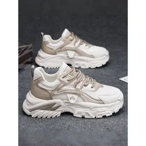 Men's Sporty Letters Print Lace Up Low Top Sneakers, Casual Comfortable Breathable Chunky Sneakers, Fashionable Platform Sneakers for Daily Wear