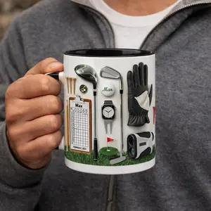 Personalized Golf Mug, Custom Name Golf Coffee Mug, Golfer Gift for Him, Sports Lover Mug, Unique Golf Gift