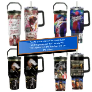 M.J Inspired 30oz 40oz Insulated Tumbler – King of Pop Fan Travel Mug, Retro Music Legend Stainless Steel Cup with Handle & Straw