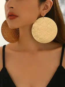 Oversized Hammered Gold Disc Earrings for Women, Statement Round Drop Earrings, Textured Boho Vintage Jewelry, Lightweight Bold Circle Earrings, Luxury Minimalist Party Vacation Beach Accessories, Trendy Big Earrings Gift