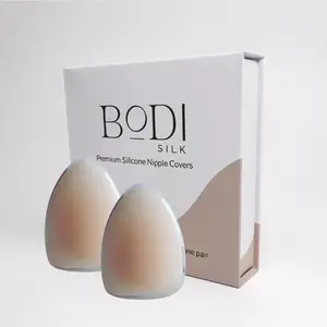 BODI silk Triangles - 100% Medical-Grade Silicone, Non-Adhesive, Breathable & Hypoallergenic, Invisible, Re-usable Nipple Covers for Everyday Wear in Mocha, Honey and Creme