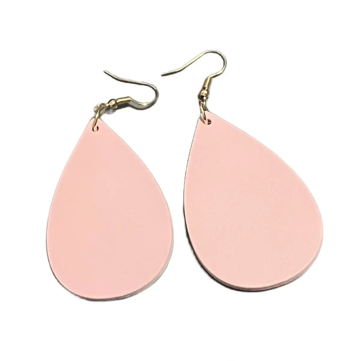 Boho-Chic Vintage Pink Wooden Drop Earrings - Lightweight and Sustainable