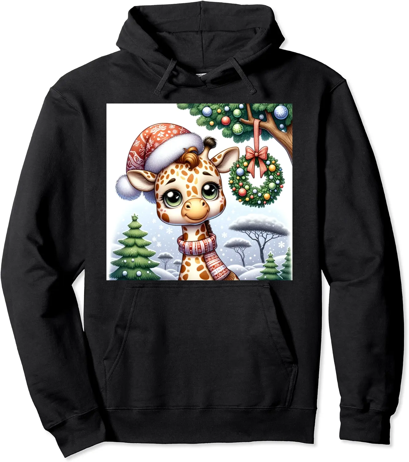 Kawaii Christmas Giraffe: Christmas Tree Design Pullover Hoodie - Kevincifuen Shop 50B0CPH8DBVD