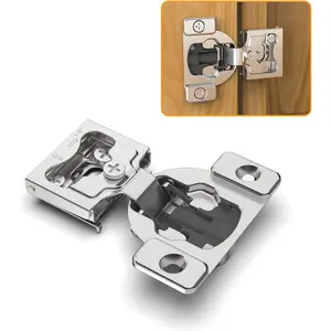 10 Pack 1/4" Small Overlay 4D Concealed Hinges for Face Frame Door, Soft Close On/Off Switch, Self Closing, 105° Open Angle Stainless Steel Concealed Hinges for Framed Cabinet, Satin Nickel